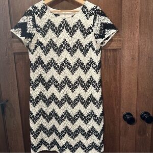 Talbots Black and White Lace Midi Dress